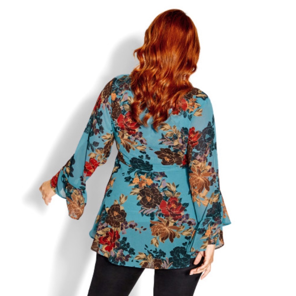 NWT City Chic Lydia Top Peacock Floral Blouse Size 20 - Picture 2 of 13